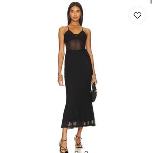 NWT Revolve Harlequin Midi Dress in Black Bardot XS